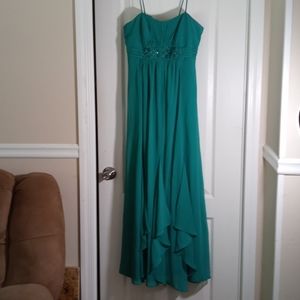 Teal David's Bridal Bridesmaids Dress